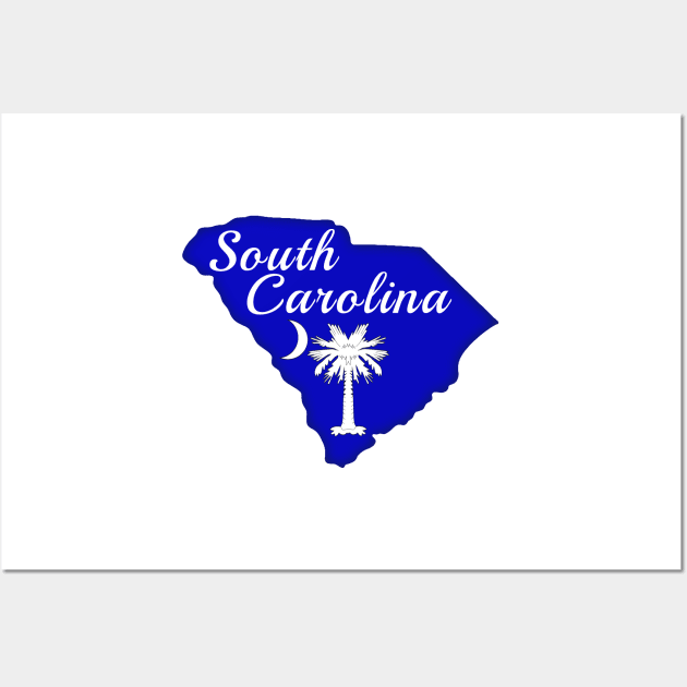 South Carolina State Shape, Palmetto Tree, Moon Wall Art by Roly Poly Roundabout